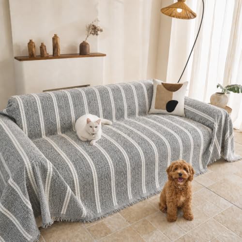 Warmstar Washable Chenille Sofa Cover for 3 Cushion Couch - Black 91x150