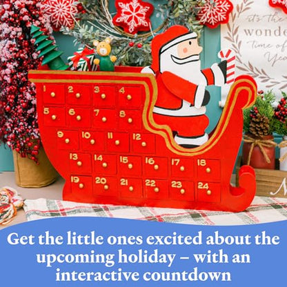 Sleigh Wooden Advent Calendar 12x20 Inch - Holiday Craft Decor, Variation of THIS listing