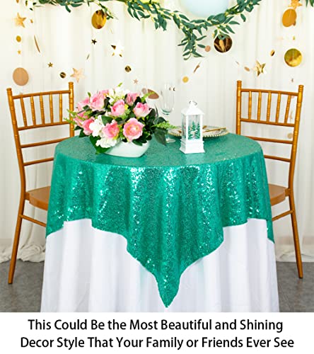 Green Sequin Tablecloth 36x36 Inch Square - Elegant Wedding & Party Decor
