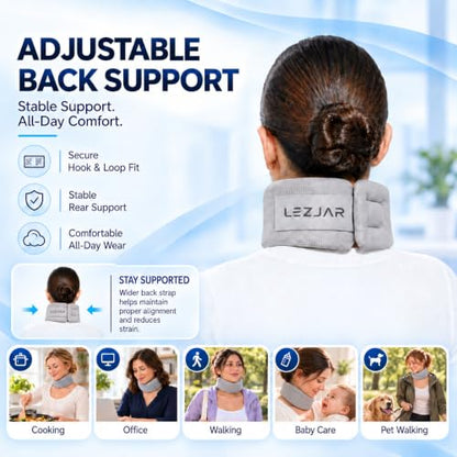 Adjustable Neck Pillow with Memory Foam Support, M (15.75-18.50 in Fit)