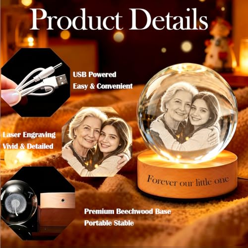 Personalized Snow Globe with Photo and Message - 4 Inch Crystal Ball