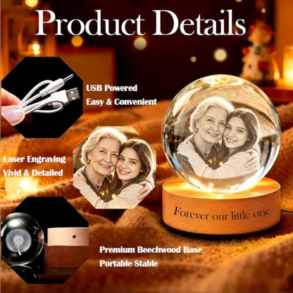 Personalized Snow Globe with Photo and Message - 4 Inch Crystal Ball