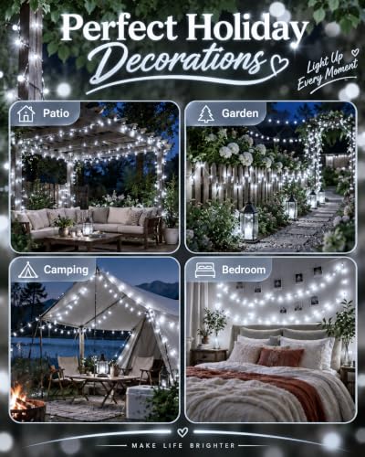 Cool White Battery Operated Fairy Lights 98FT 300LED 2-Pack - Outdoor Indoor Decor