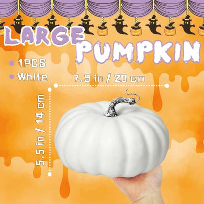 Large White Foam Pumpkins for Fall Decor Halloween Thanksgiving 7.9 Inch