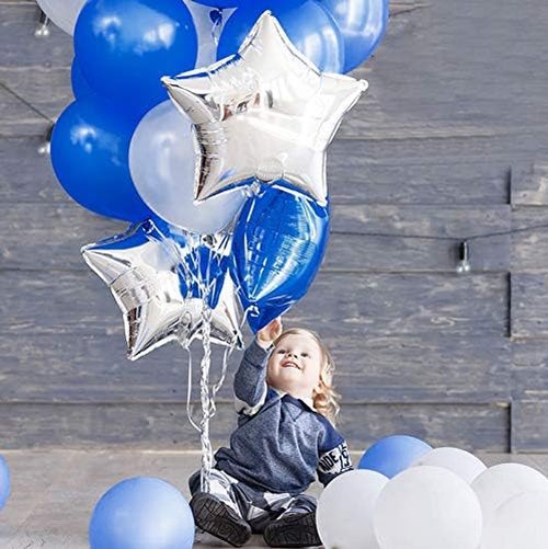 Blue Star Foil Balloons by [Brand Name] - 24 Pcs Mylar Balloons for Baby Showers & Gender Reveals