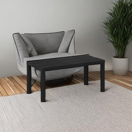 Furinno CLASSIC Coffee Table, Modern Rectangle Coffee Table with 1.8" Triple Thick Tabletop, Side Table, Toolless Assembly, for Living Room, Home Office, Black