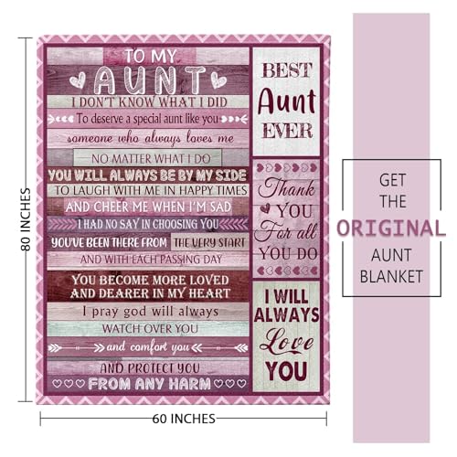 60 x 80 Inch Aunt Ever Blanket - Heartwarming Gift for Aunts from Niece Nephew