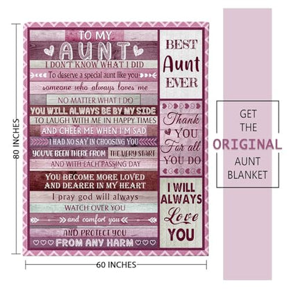 60 x 80 Inch Aunt Ever Blanket - Heartwarming Gift for Aunts from Niece Nephew