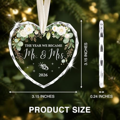 Mr Mrs 2026 First Christmas Married Ornament - Wedding Gift for Newlyweds