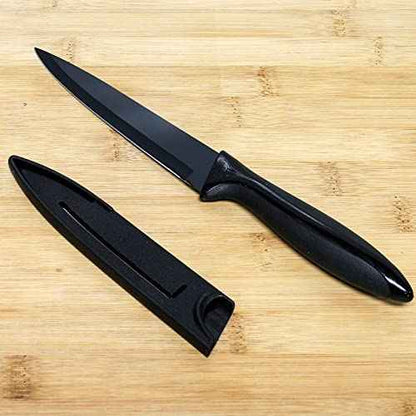 Chef Craft Premium Utility Knife with Sheath, 5 inch Blade 10 inches in Length, Black