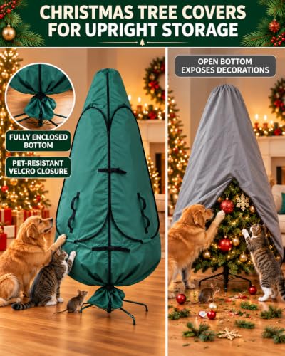 9Ft Christmas Tree Storage Bag Upright Cover for 8-9 Ft Trees Green