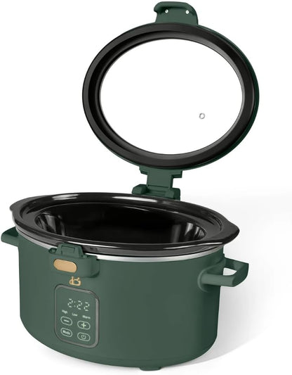 Skiennix 4 Quart Programmable Slow Cooker - Digital Touch Controls & Removable Nonstick Pot | Thyme Green