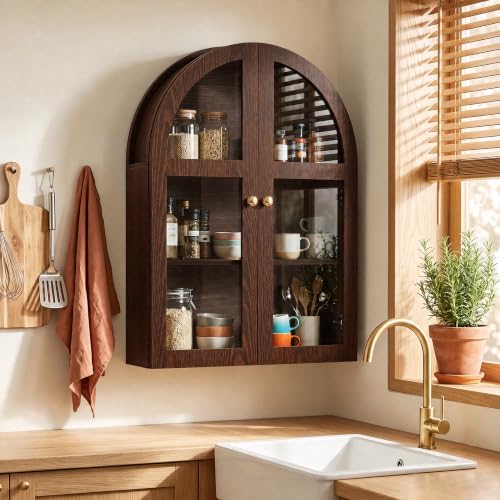 Bathroom Over The Toilet Wall Cabinet - Walnut, Dark Walnut Variation