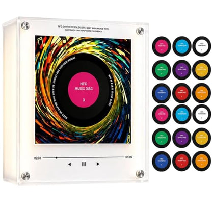 Magnetic Music Box Fridge Mini Vinyl Record Player with 18 Discs - Retro Style