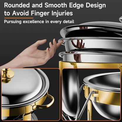 KScocina 4 Pack 5QT Gold Stainless Steel Buffet Chafing Dishes Set