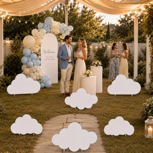 Large Cloud Cutouts Set - White Standup Decorations for Party Backdrop Props