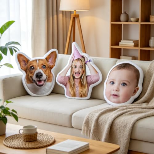 10 Inch Custom Pet Pillow with Photo - Personalized Dog Cat Face Throw Pillow Gift
