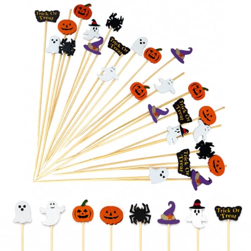Halloween Cocktail Picks - 150PCS 5.2 Inch Bamboo Party Appetizer Toothpicks
