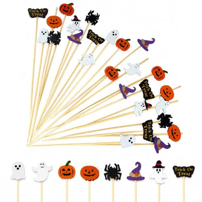 Halloween Cocktail Picks - 150PCS 5.2 Inch Bamboo Party Appetizer Toothpicks