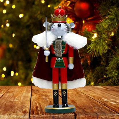 Wooden Nutcracker Figurine Mouse King Christmas Decor 36cm