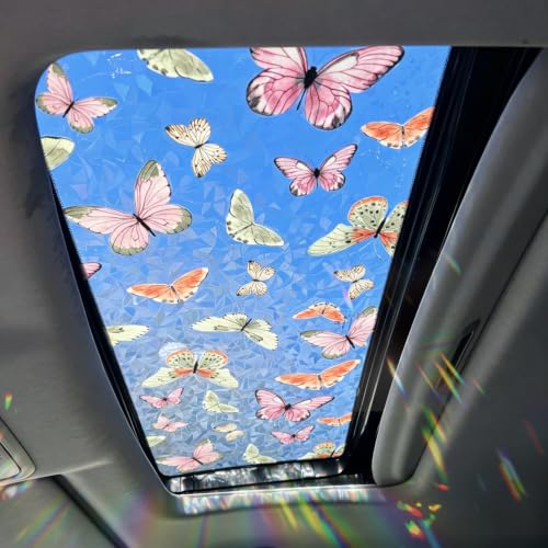 Butterfly Stained Glass Window Film - Sunroof Decals for Car, UV Protection, Privacy