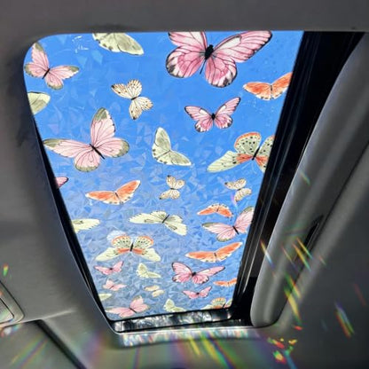 Butterfly Stained Glass Window Film - Sunroof Decals for Car, UV Protection, Privacy