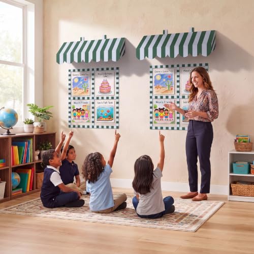 Retro Green Stripe Paper Awning Decorations - Carnival Party & Bulletin Board Decor