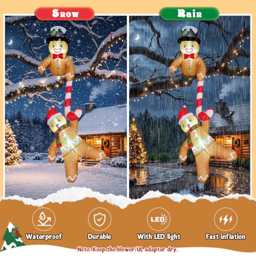 8ft Christmas Inflatable Gingerbread Climbing Yard Decoration - Santa & Candy Cane Design