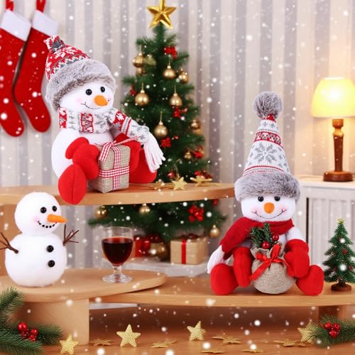 Christmas Snowman Decorations 2 Pack - Indoor Holiday Ornaments for Home & Gift