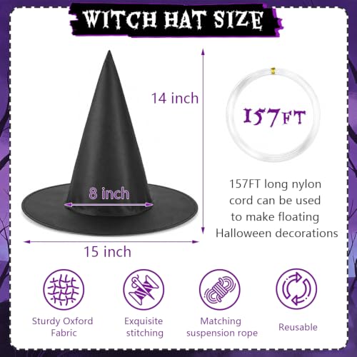 12 Pack Halloween Witch Hats Decorations Outdoor Hanging Decor