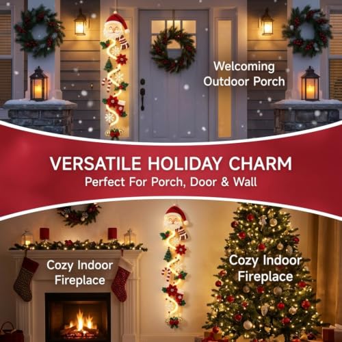 Lighted Christmas Door Hanger Glowing Wreath with Warm LED Lights - Type A