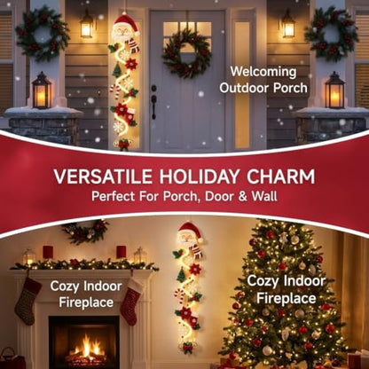 Lighted Christmas Door Hanger Glowing Wreath with Warm LED Lights - Type A