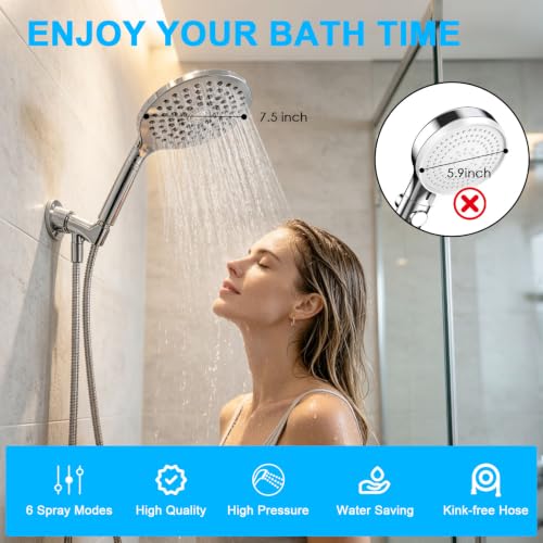 Filtered Handheld Shower Head with Detachable Chrome Spray for Healthier Shower
