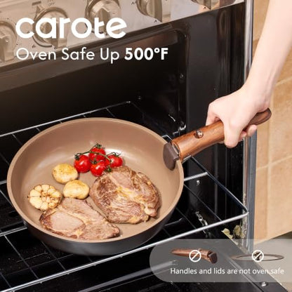 Ceramic Cookware Set with Detachable Handles - 25 Pieces, Brown