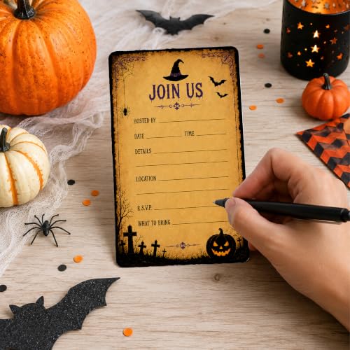 Halloween Party Invitations Gothic Witch Cauldron Fill-In Cards - Variation 013