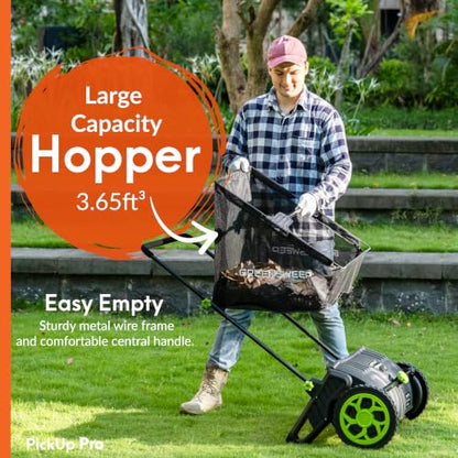 GreenSweep Pickup Pro V26 Black Lawn Sweeper with AntiLock Drive, Large Capacity