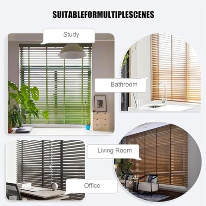 Custom 2 Inch Real Wood Blinds for Indoor Windows - Brown, 32-48 Inches