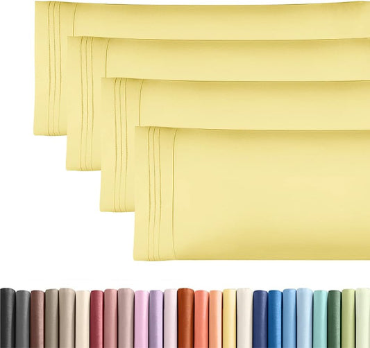 Skiennix Body Pillowcases Set of 4 | Soft 20x54 Long Pillow Covers for Comfortable Sleep - Cozy, Breathable, Machine Washable - Yellow