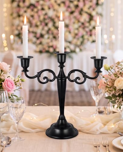 Matte Black 3 Arm Metal Candelabra Taper Candle Holder for Home Decor - Variation of THIS listing