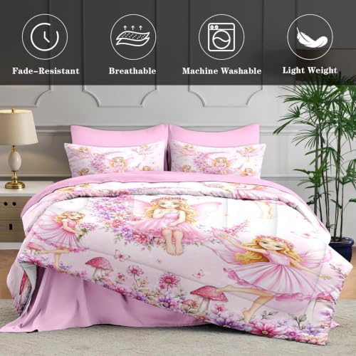 Fairy Princess Twin Comforter Set - WeCozy 5-Piece Bedding with Pillowcases & Sheets