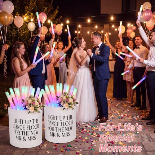 GlowStick Wedding Baskets - Pack of 2 White Felt Storage Bins with Fun Slogan