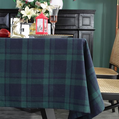 Rectangle Fabric Tablecloth Set - Blue & Green Plaid, 55x120 Inches, 2 Pack - Holiday Dining Cover