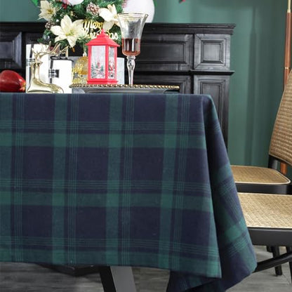 Rectangle Fabric Tablecloth Set - Blue & Green Plaid, 55x120 Inches, 2 Pack - Holiday Dining Cover