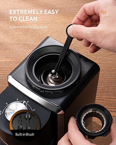 KIDISLE Conical Burr Coffee Grinder - 35 Settings, Anti-Static, Black