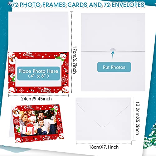 Minimalist Christmas Photo Frame Cards 72 Pack with Envelopes