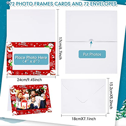 Minimalist Christmas Photo Frame Cards 72 Pack with Envelopes