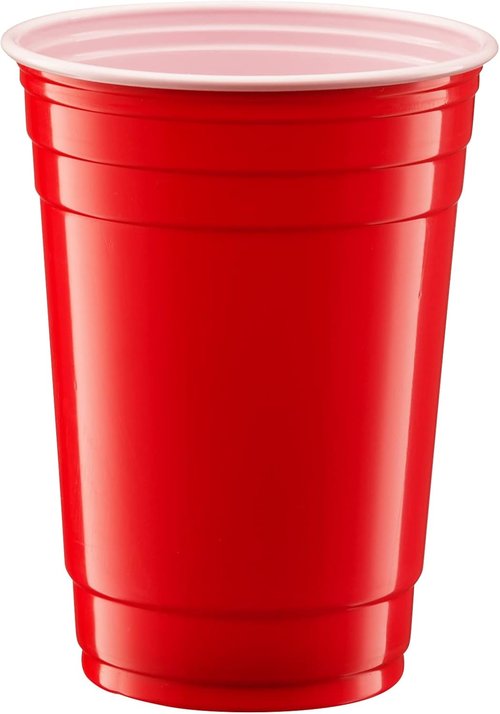 GUSTO Disposable Plastic Red Cups - 18 oz. | 50 Count Party Drinking Cups for Events