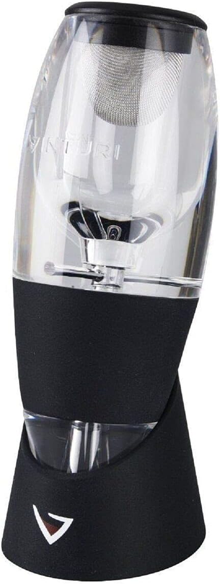 Vinturi Wine Aerator Deluxe Essential Red Wine Pourer and Decanter Tower Stand Set Easily and Conveniently Aerates Wine by the Bottle or Glass and Enhances Flavors with Smoother Finish, Black