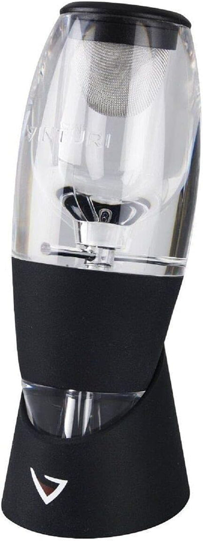 Vinturi Wine Aerator Deluxe Essential Red Wine Pourer and Decanter Tower Stand Set Easily and Conveniently Aerates Wine by the Bottle or Glass and Enhances Flavors with Smoother Finish, Black