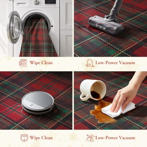 Beeiva Christmas Red Plaid Area Rug 2x3 Entryway Kitchen Decor - Deep Red